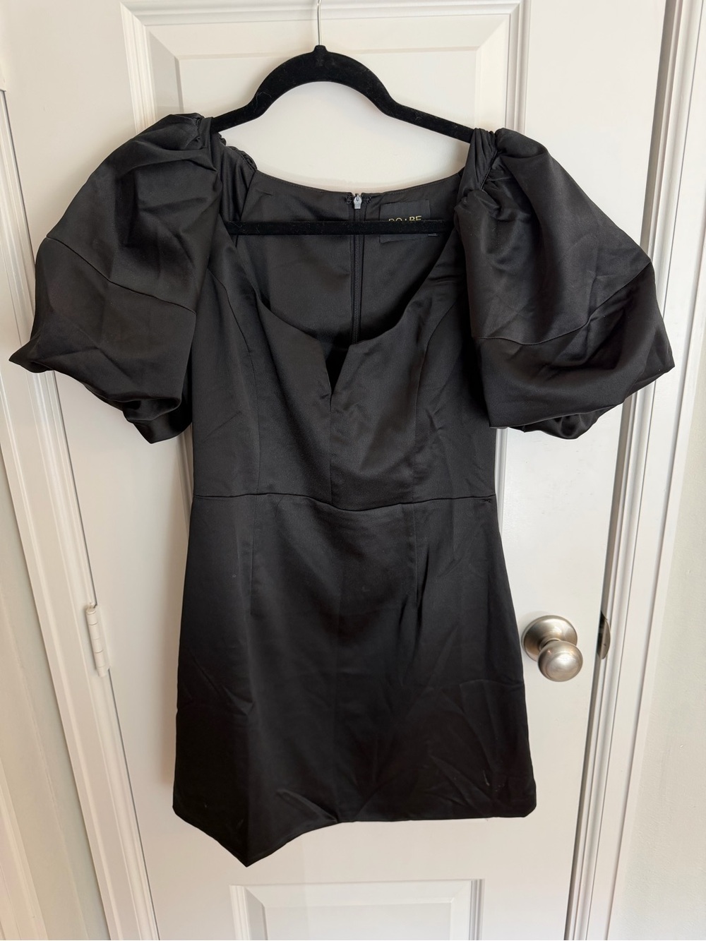 Pink Lily Black Puff-Sleeve Mini Dress